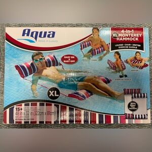 3/$30 AQUA, XL MONTEREY 4-IN-1 INFLATABLE HAMMOCK NEW pool float